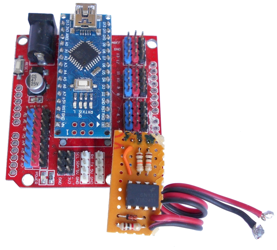 Arduino NANO con 6N137 para leer señal DCC