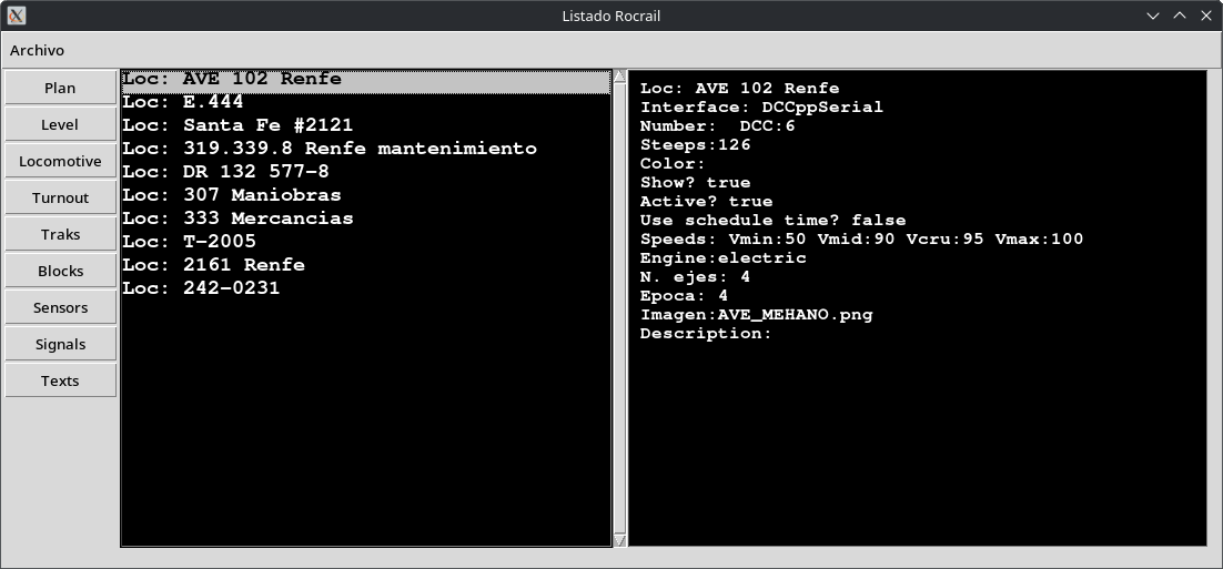 Rocrail database reader