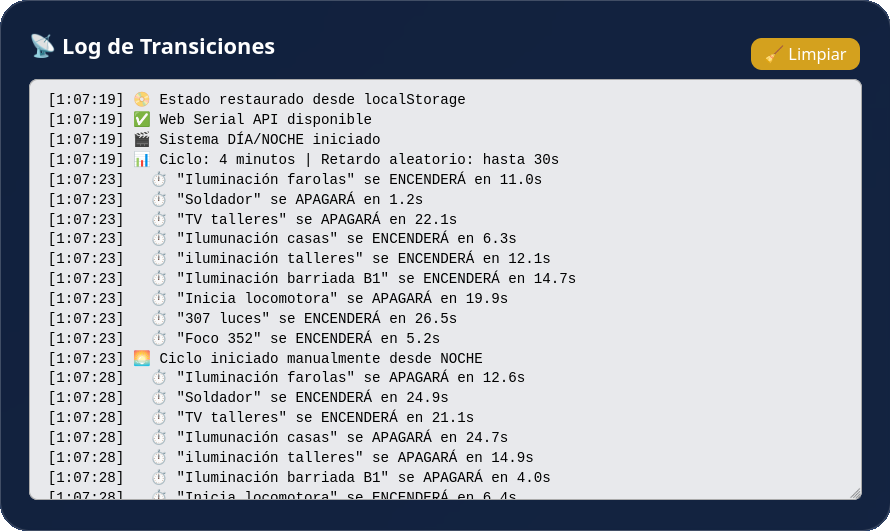 Simulador de animaciones día y noche para DCCpp LMD